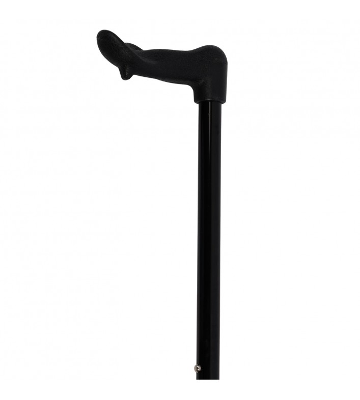Canne de marche anatomique pour droitier, réglable en hauteur, fût en aluminium noir