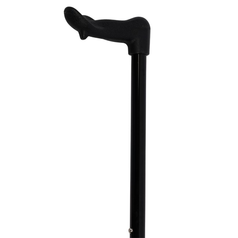 Canne de marche anatomique pour droitier, réglable en hauteur, fût en aluminium noir