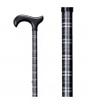 Détail du tartan gris argenté, blanc et noir à finition brillante