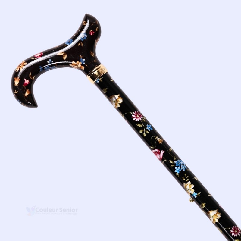 Canne de marche réglable Millefleurs présentée en diagonale