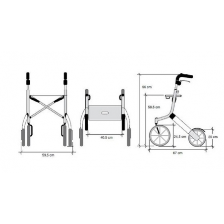 Déambulateur Let's Go Out – Rollator 4 roues léger et élégant avec sac inclus