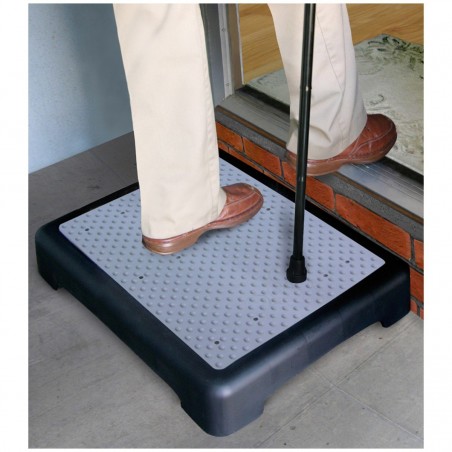 Marche compensatoire antidérapante 9 cm hauteur demi-marche large 49x39 cm pieds stabilisateurs intégrés charge maximale 150 kg