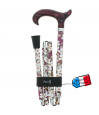 Canne de marche pliante réglable pour femmes en aluminium, style vieux rose, avec fleurs très élégantes.