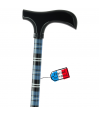 Canne réglable alu écossais bleu et poignée bois noir Canne réglable alu écossais bleu et poignée bois noir