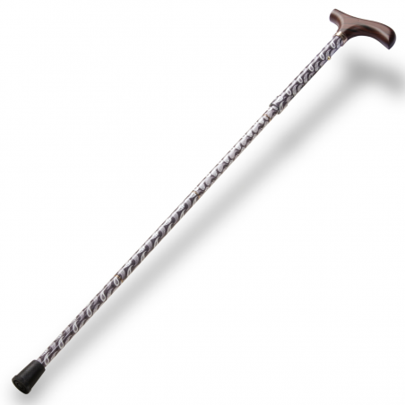 Canne pliante réglable alu gris pierre cachemire et poignée bois Canne pliante réglable alu gris pierre cachemire et poignée bois