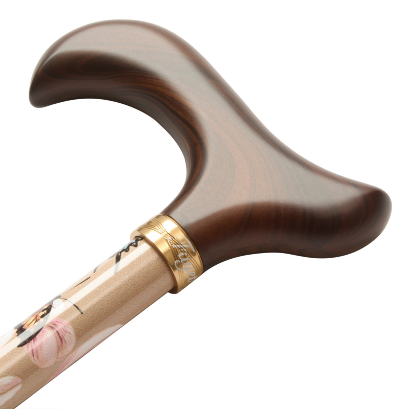 Poignée ergonomique de la canne de marche réglable pour femme, motif  papillon, assurant une sécurité optimale lors des balades.