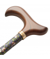 Poignée bois de la canne de marche Fayet floral violet, elegante discret de qualite ideal pour cadeau au mere.