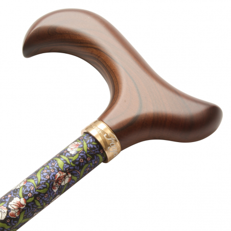 Poignée bois de la canne de marche Fayet floral violet, elegante discret de qualite ideal pour cadeau au mere.
