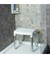 Siège de douche sans dossier, design blanc élégant, sécurité anti-chute pour adulte.