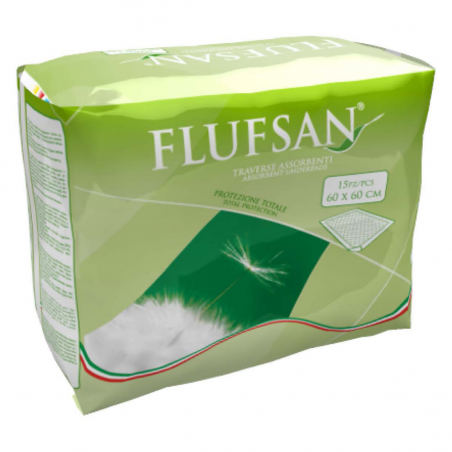 Alèses absorbantes incontinence Flufsan – 15 pièces – 60x60 cm ou 60x90 cm